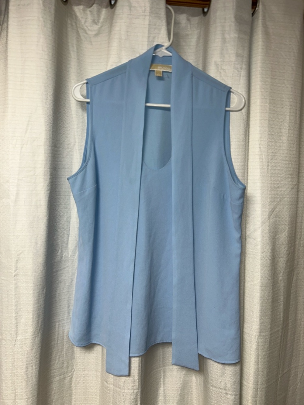 MICHAEL Michael Kors Light Blue Sleeveless Scarf-Neck Blouse